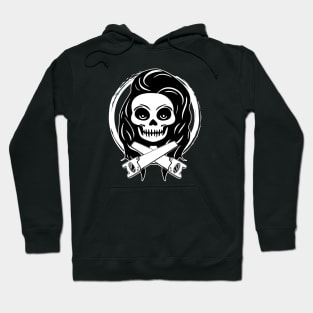 Female Joiner Skull and Saws White Logo Hoodie